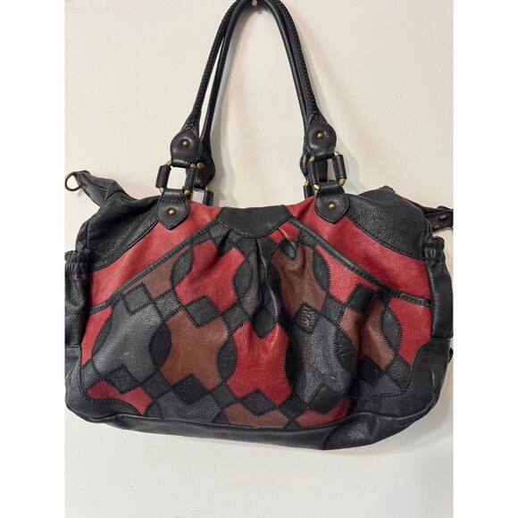 LOCKHEART Y2K MULTICOLOR LARGE LEATHER BAG/SACHEL NO SHOULDER STRAP - Picture 2 of 12